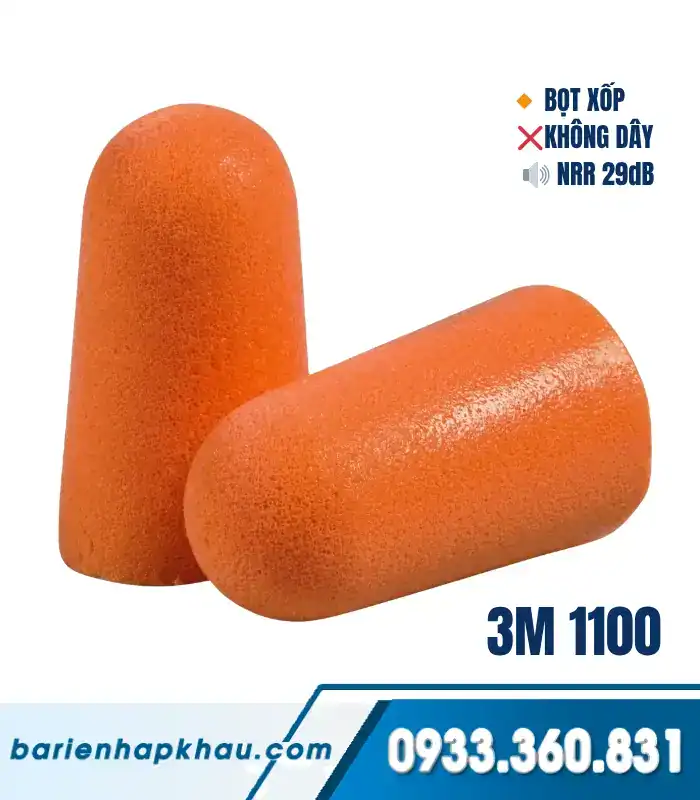 Nút tai chống ồn 3M 1100, giảm tiếng ồn hiệu quả, an toàn cho tai.